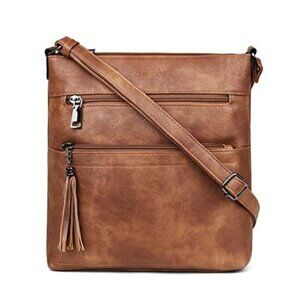 Womens Crossbody Purse Multi Pocket Casual Shoulder Bag Adjustable Strap Tassel
